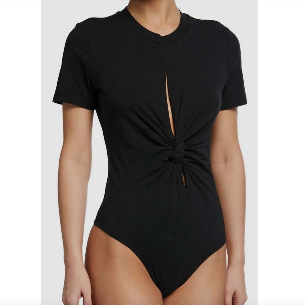 Alexander Wang black Twisted Stretch Cotton Bodysuit Size M